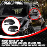 Carbon Fiber Mirror Cover Cap for SUBARU WRX STI 2008-2014 USDM With Blinkers Indicator Signal Light Version | Decorative Overlay trim | Lightweight Strong with U-Resistant Clear Coating
