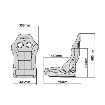 Bride Stradia III Reclining Seat - Black / FRP / Low Cushion